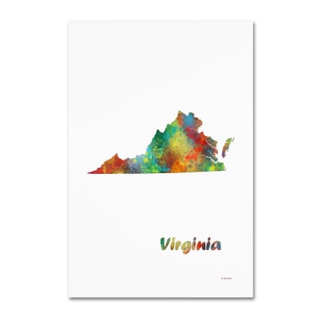 Marlene Watson 'Virginia State Map-1' Canvas Art,12x19